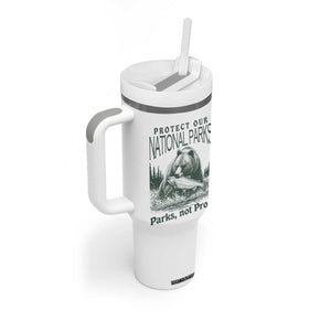 Protect Our National Parks Tumbler With Handle Parks Not Profits Retro Bear Nature Graphic TS02 Print Your Wear