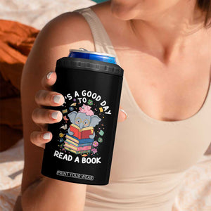 Its A Good Day To Read Book 4 in 1 Can Cooler Tumbler Cute Elephant Reading Across America TS02 Print Your Wear