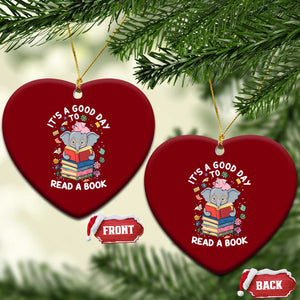 Its A Good Day To Read Book Ceramic Ornament Cute Elephant Reading Across America TS02 Print Your Wear