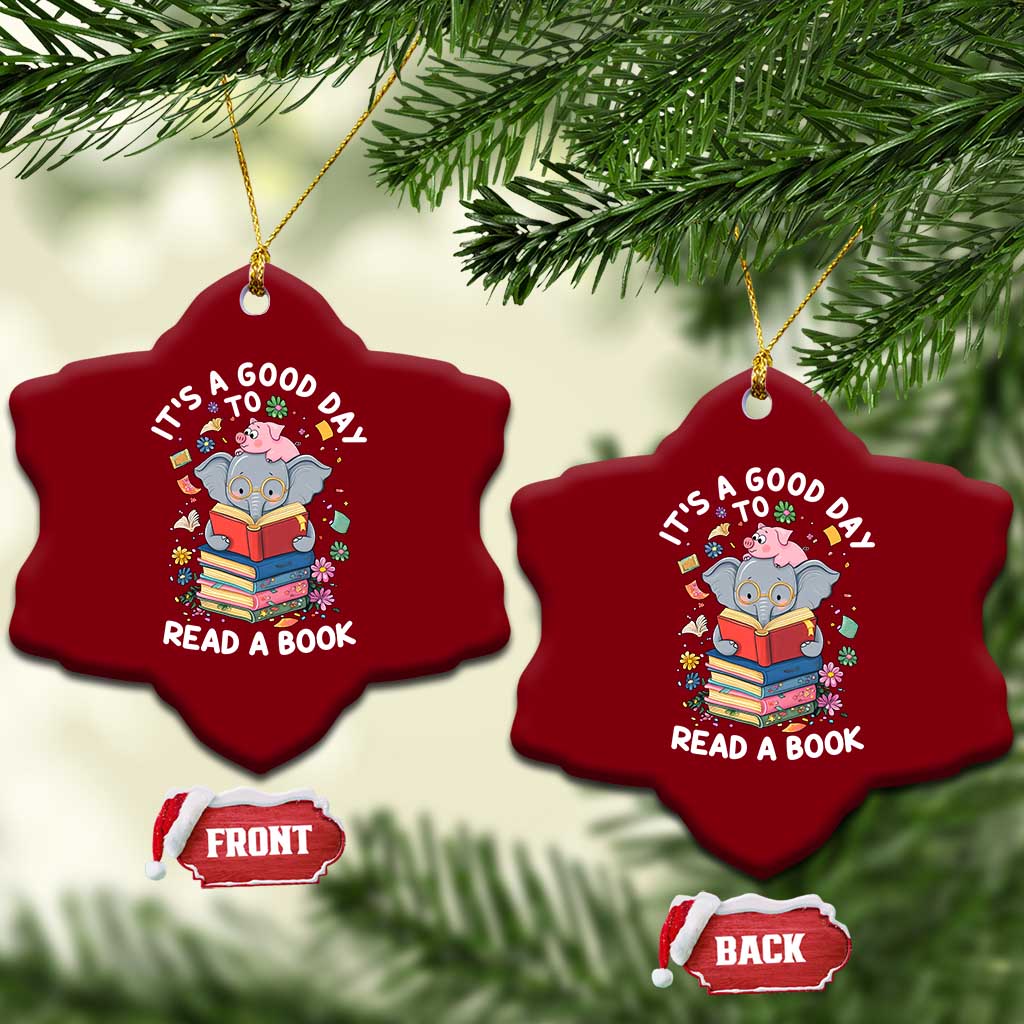 Its A Good Day To Read Book Ceramic Ornament Cute Elephant Reading Across America TS02 Print Your Wear