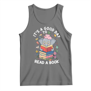 Its A Good Day To Read Book Tank Top Cute Elephant Reading Across America TS02 Black Heather Print Your Wear