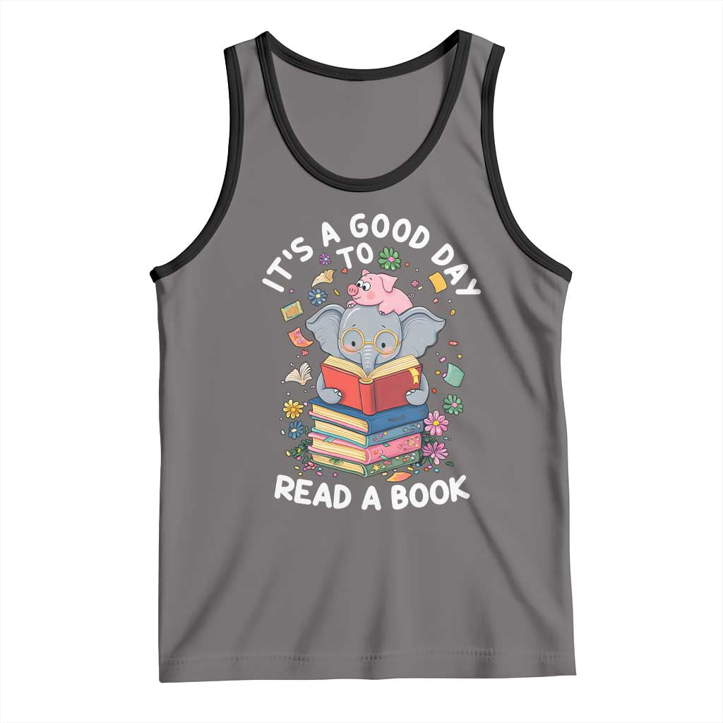 Its A Good Day To Read Book Tank Top Cute Elephant Reading Across America TS02 Deep Heather Black Print Your Wear