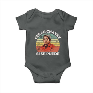 Cesar Chavez Baby Onesie Si Se Puede Mexican Hispanic Heritage Month Vintage TS02 Dark Heather Print Your Wear