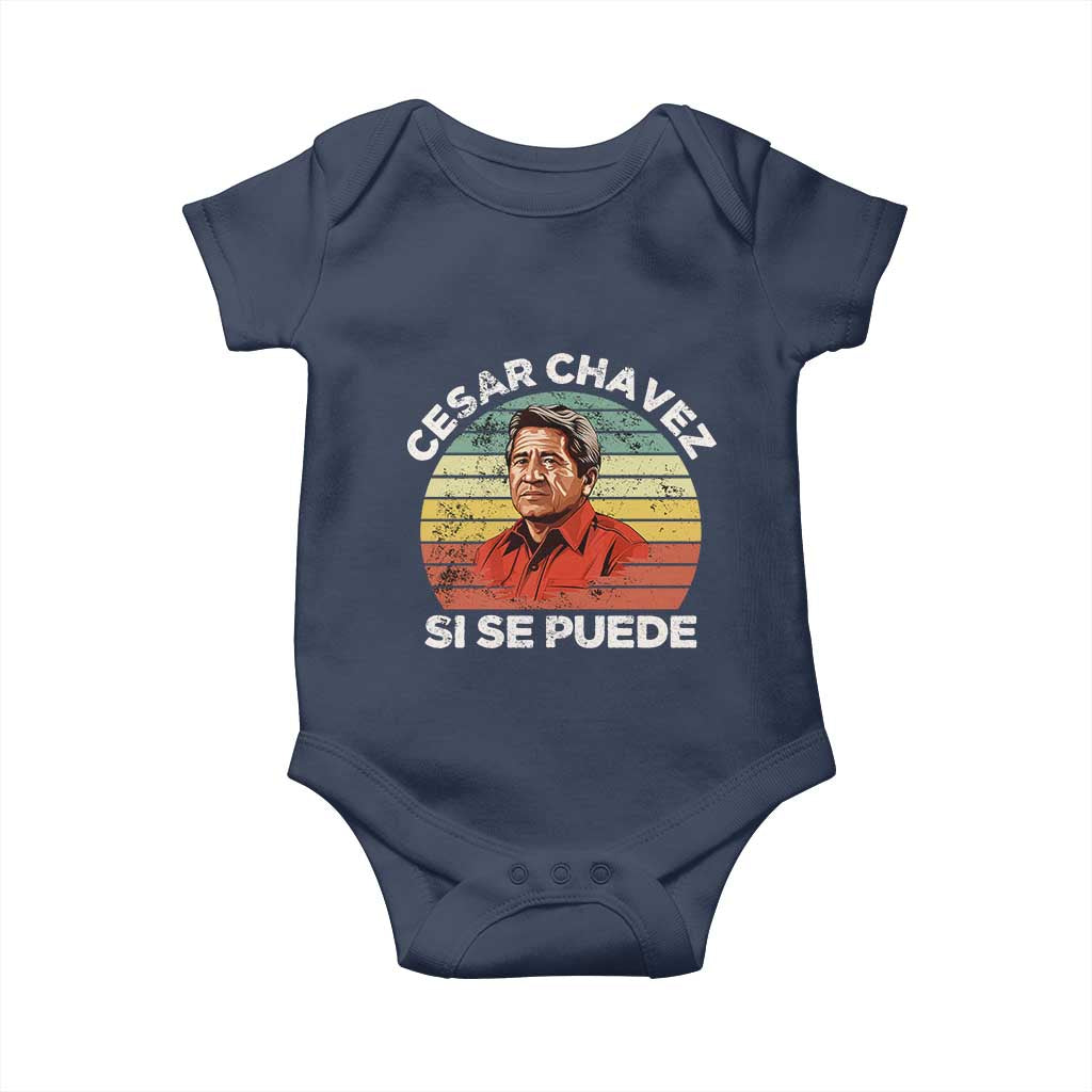 Cesar Chavez Baby Onesie Si Se Puede Mexican Hispanic Heritage Month Vintage TS02 Navy Print Your Wear