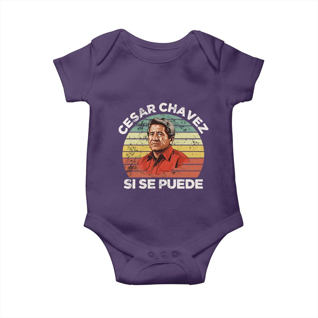Cesar Chavez Baby Onesie Si Se Puede Mexican Hispanic Heritage Month Vintage TS02 Purple Print Your Wear