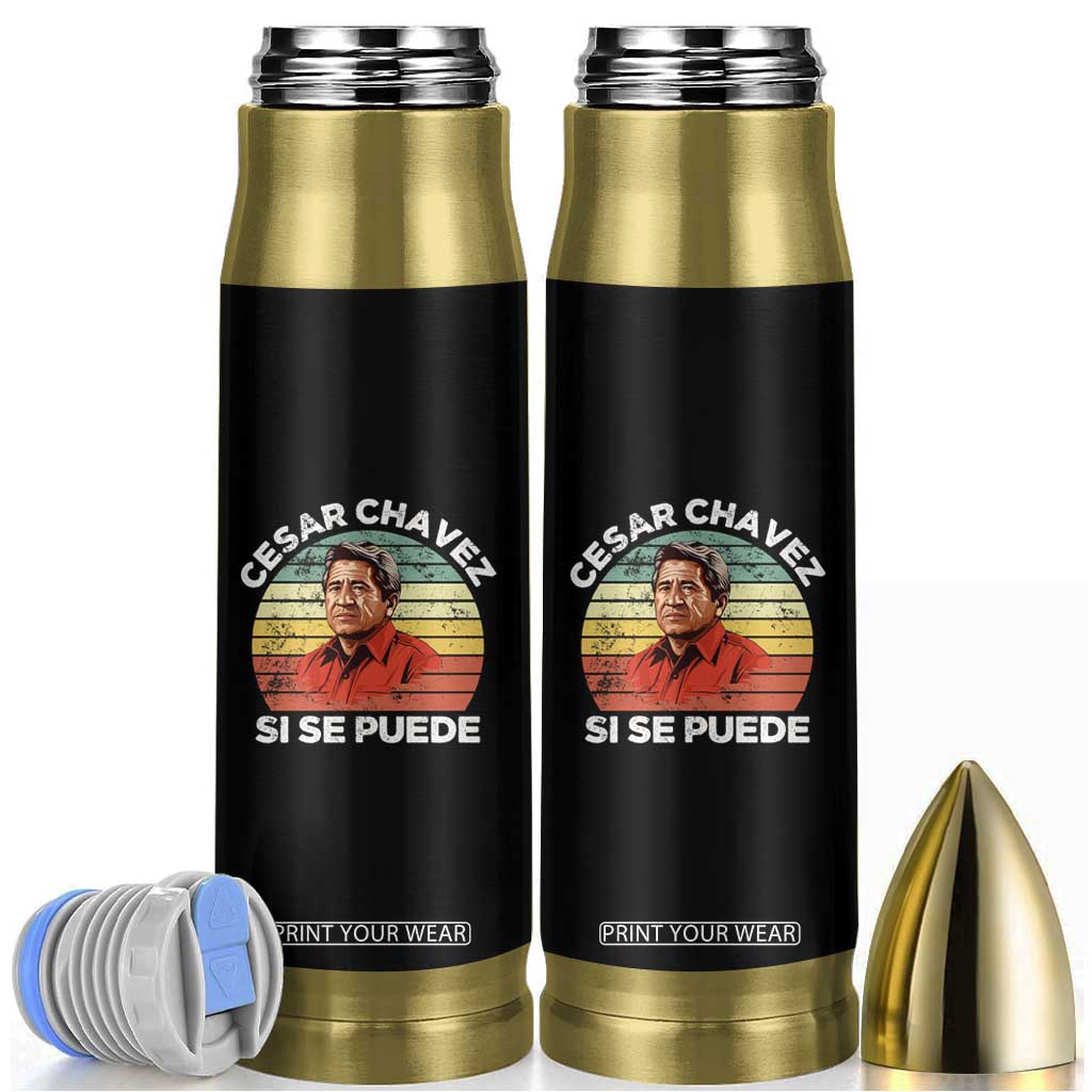 Cesar Chavez Bullet Tumbler Si Se Puede Mexican Hispanic Heritage Month Vintage TS02 Black Print Your Wear