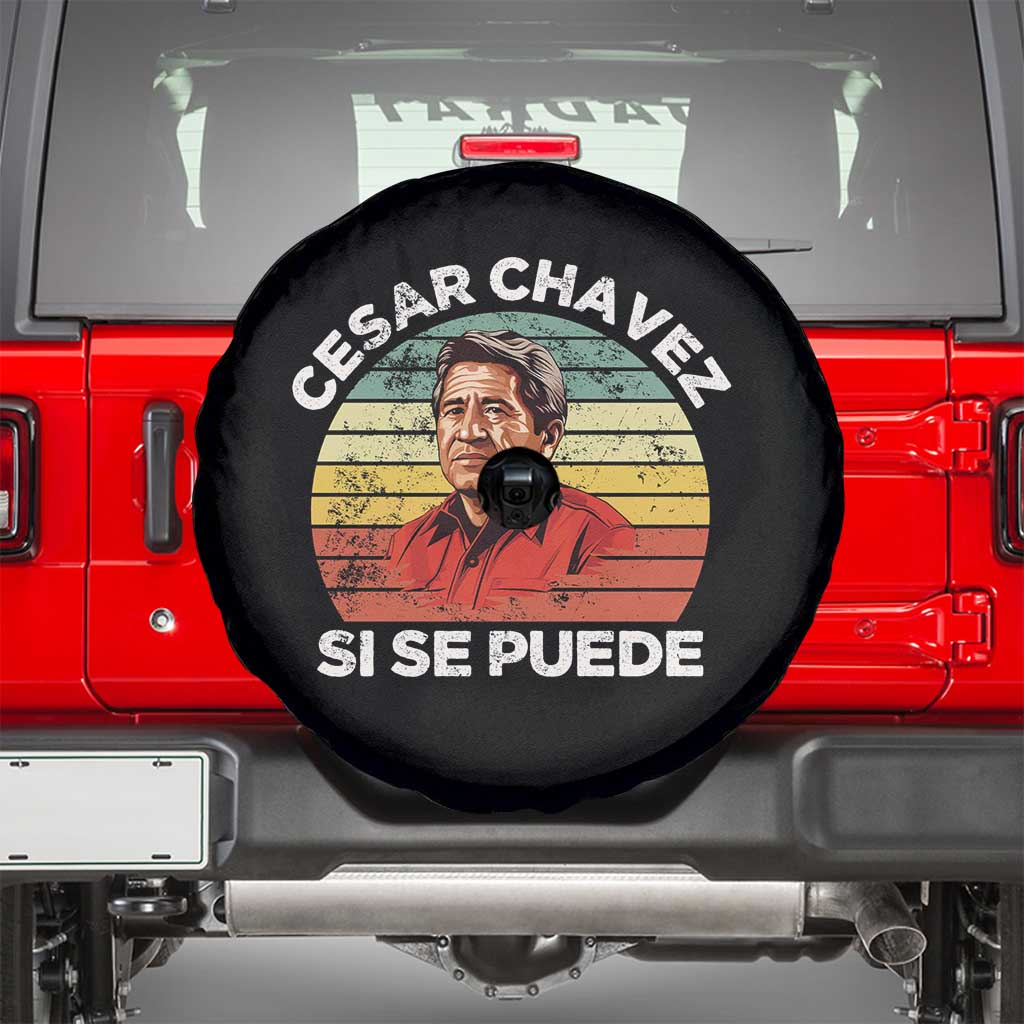 Cesar Chavez Spare Tire Cover Si Se Puede Mexican Hispanic Heritage Month Vintage TS02 Black Print Your Wear