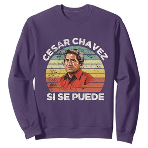 Cesar Chavez Sweatshirt Si Se Puede Mexican Hispanic Heritage Month Vintage TS02 Purple Print Your Wear