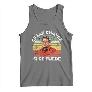 Cesar Chavez Tank Top Si Se Puede Mexican Hispanic Heritage Month Vintage TS02 Black Heather Print Your Wear