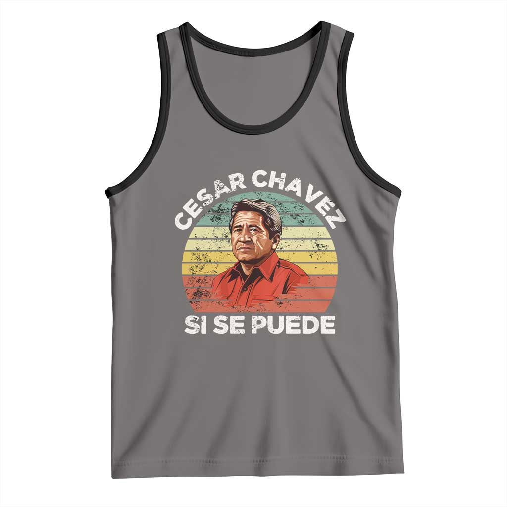 Cesar Chavez Tank Top Si Se Puede Mexican Hispanic Heritage Month Vintage TS02 Deep Heather Black Print Your Wear