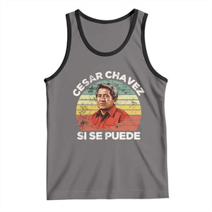 Cesar Chavez Tank Top Si Se Puede Mexican Hispanic Heritage Month Vintage TS02 Deep Heather Black Print Your Wear