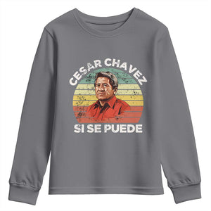 Cesar Chavez Youth Sweatshirt Si Se Puede Mexican Hispanic Heritage Month Vintage TS02 Charcoal Print Your Wear