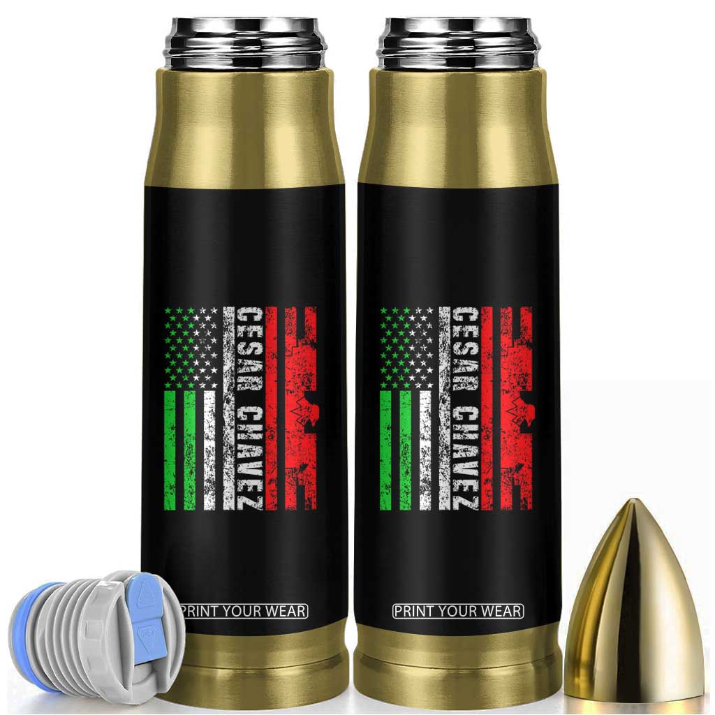 Cesar Chavez Bullet Tumbler American Mexican Flag Patriotic Mexico Distressed TS02 Black Print Your Wear