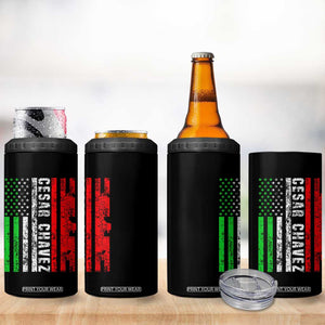 Cesar Chavez 4 in 1 Can Cooler Tumbler American Mexican Flag Patriotic Mexico Distressed TS02 Print Your Wear