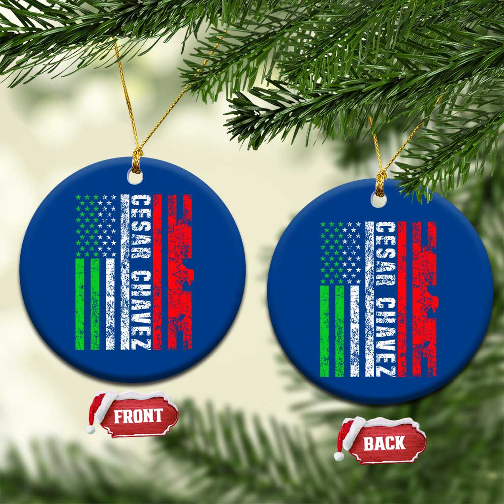 Cesar Chavez Ceramic Ornament American Mexican Flag Patriotic Mexico Distressed TS02 1pc Blue Print Your Wear