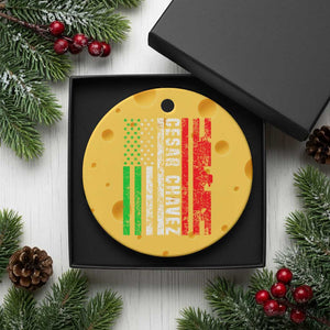 Cesar Chavez Ceramic Ornament American Mexican Flag Patriotic Mexico Distressed TS02 1pc Yellow Cheese Print Your Wear