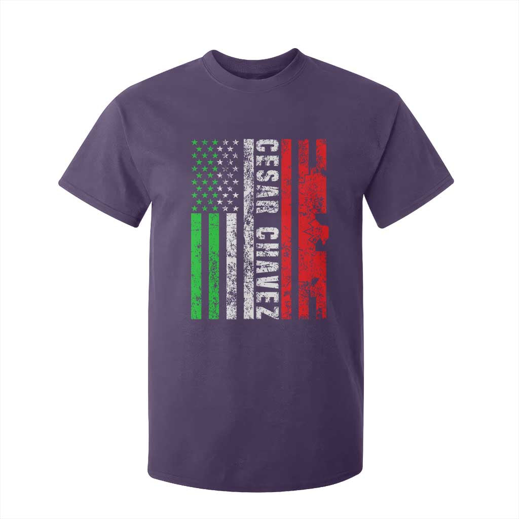 Cesar Chavez T Shirt For Kid American Mexican Flag Patriotic Mexico Distressed TS02 Purple Print Your Wear