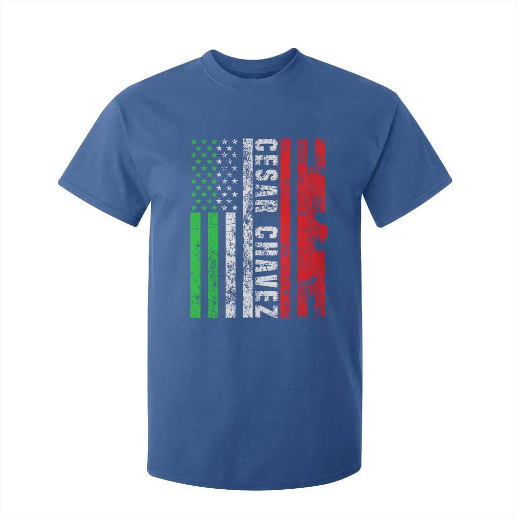 Cesar Chavez T Shirt For Kid American Mexican Flag Patriotic Mexico Distressed TS02 Royal Blue Print Your Wear