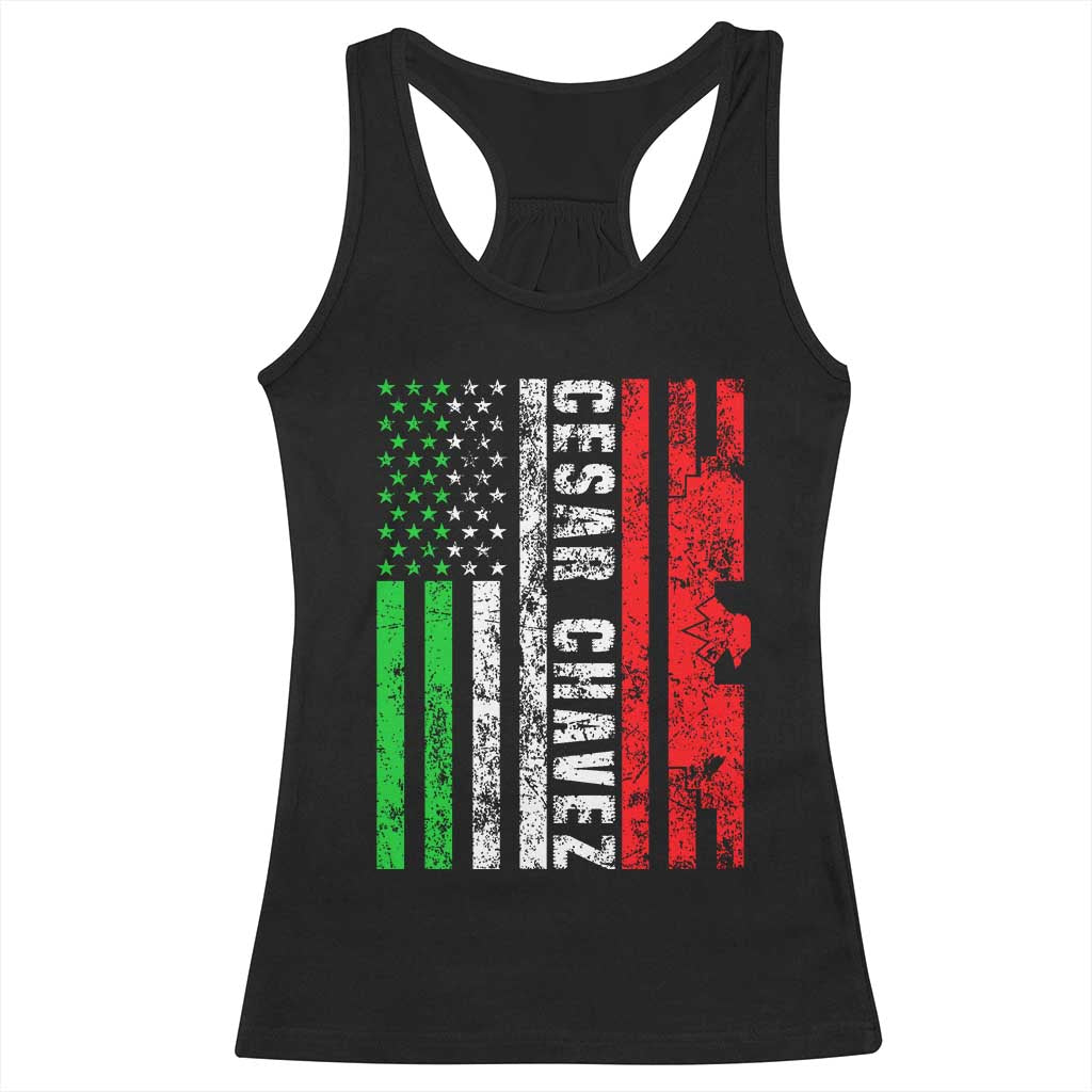 Cesar Chavez Racerback Tank Top American Mexican Flag Patriotic Mexico Distressed TS02 Black Print Your Wear