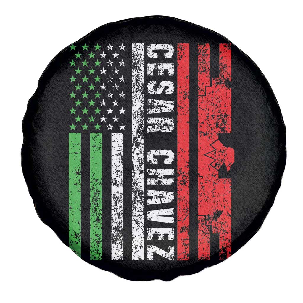 Cesar Chavez Spare Tire Cover American Mexican Flag Patriotic Mexico Distressed TS02 Print Your Wear