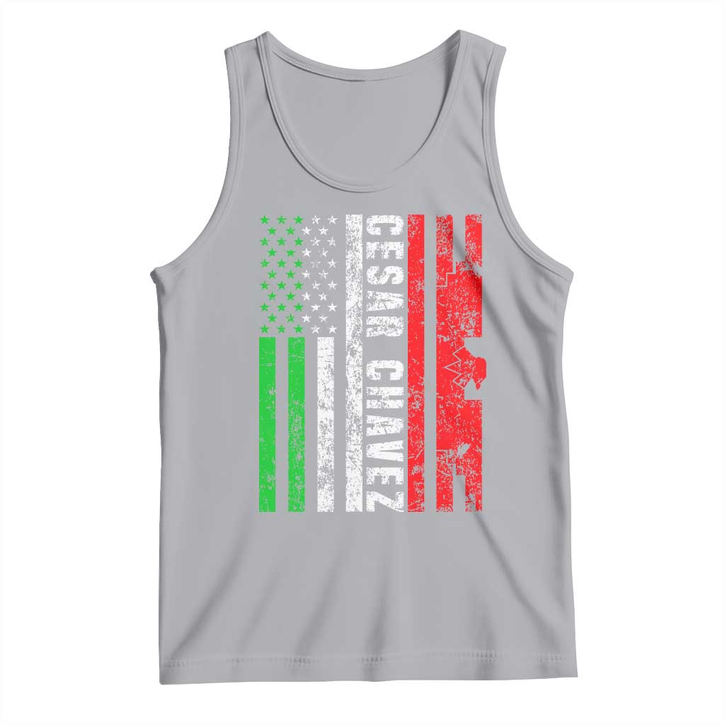 Cesar Chavez Tank Top American Mexican Flag Patriotic Mexico Distressed TS02 Athletic Heather Print Your Wear
