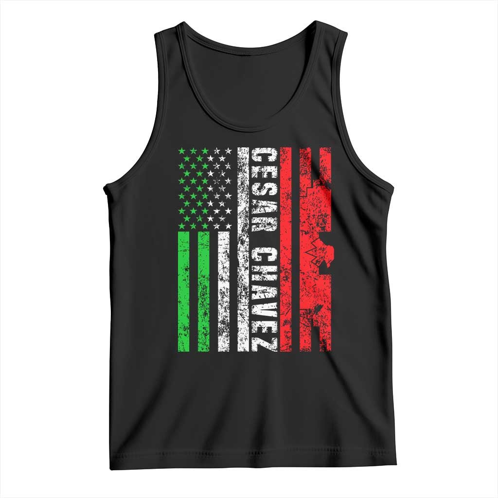 Cesar Chavez Tank Top American Mexican Flag Patriotic Mexico Distressed TS02 Black Print Your Wear