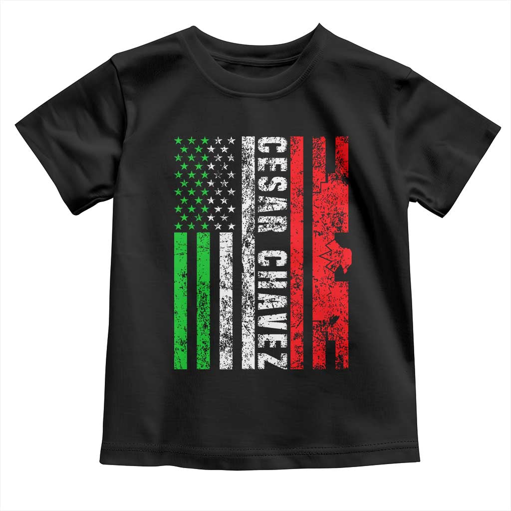 Cesar Chavez Toddler T Shirt American Mexican Flag Patriotic Mexico Distressed TS02 Black Print Your Wear