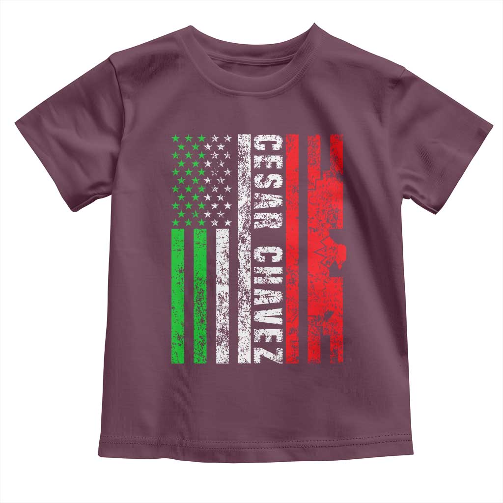 Cesar Chavez Toddler T Shirt American Mexican Flag Patriotic Mexico Distressed TS02 Maroon Print Your Wear