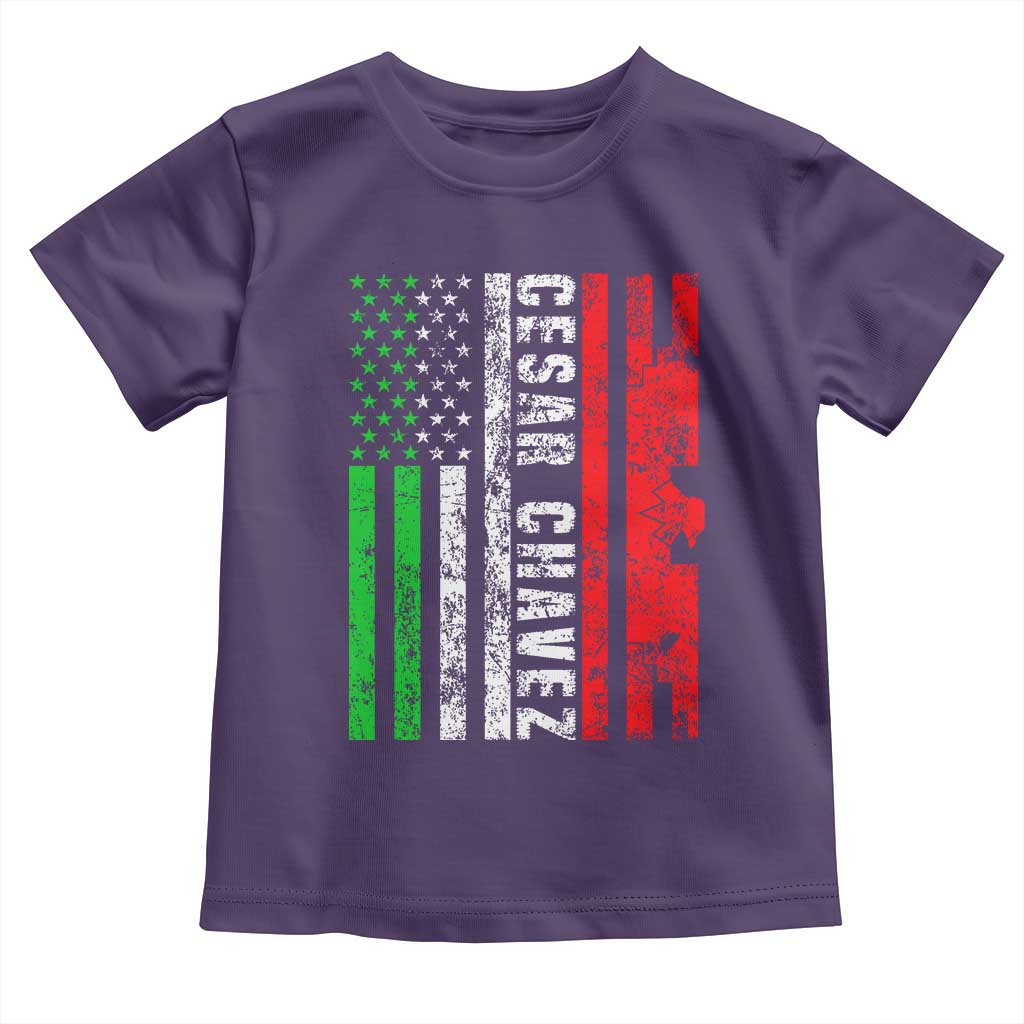 Cesar Chavez Toddler T Shirt American Mexican Flag Patriotic Mexico Distressed TS02 Purple Print Your Wear