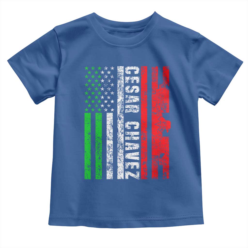 Cesar Chavez Toddler T Shirt American Mexican Flag Patriotic Mexico Distressed TS02 Royal Blue Print Your Wear