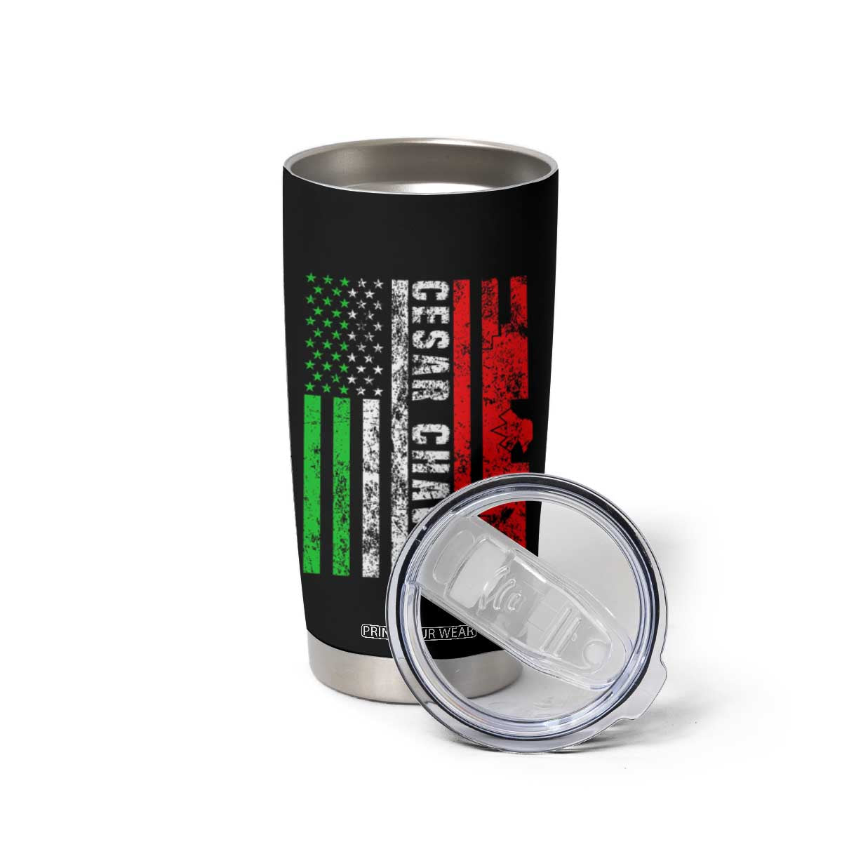 Cesar Chavez Tumbler Cup American Mexican Flag Patriotic Mexico Distressed TS02 Print Your Wear