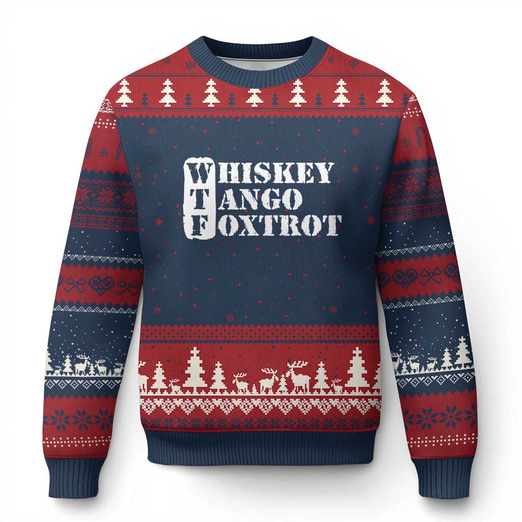 WTF Whiskey Tango Foxtrot Ugly Christmas Sweater Military Phonetic Alphabet Funny TS02 Navy Red Print Your Wear