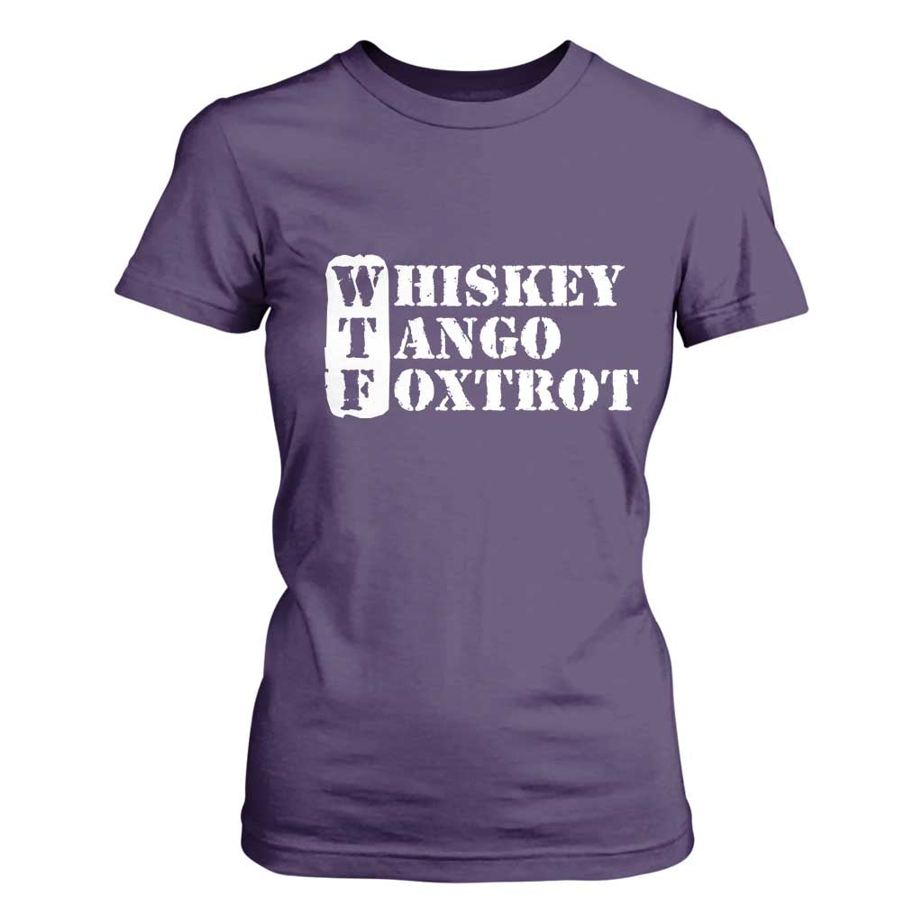 WTF Whiskey Tango Foxtrot T Shirt For Women Military Phonetic Alphabet Funny TS02 Purple Print Your Wear