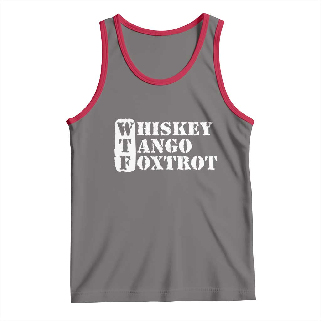 WTF Whiskey Tango Foxtrot Tank Top Military Phonetic Alphabet Funny TS02 Deep Heather Red Print Your Wear