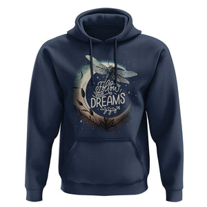 Dragonfly Hoodie Follow Your Dream Moon Child Dragonfly Dreamer Inspirational Shirt for Women, Dragonfly T-shirt, Dragonfly Gift, Insect Lover Shirt, Spiritual Shirt TS02 Navy Print Your Wear