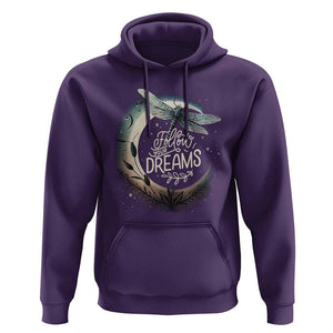 Dragonfly Hoodie Follow Your Dream Moon Child Dragonfly Dreamer Inspirational Shirt for Women, Dragonfly T-shirt, Dragonfly Gift, Insect Lover Shirt, Spiritual Shirt TS02 Purple Print Your Wear