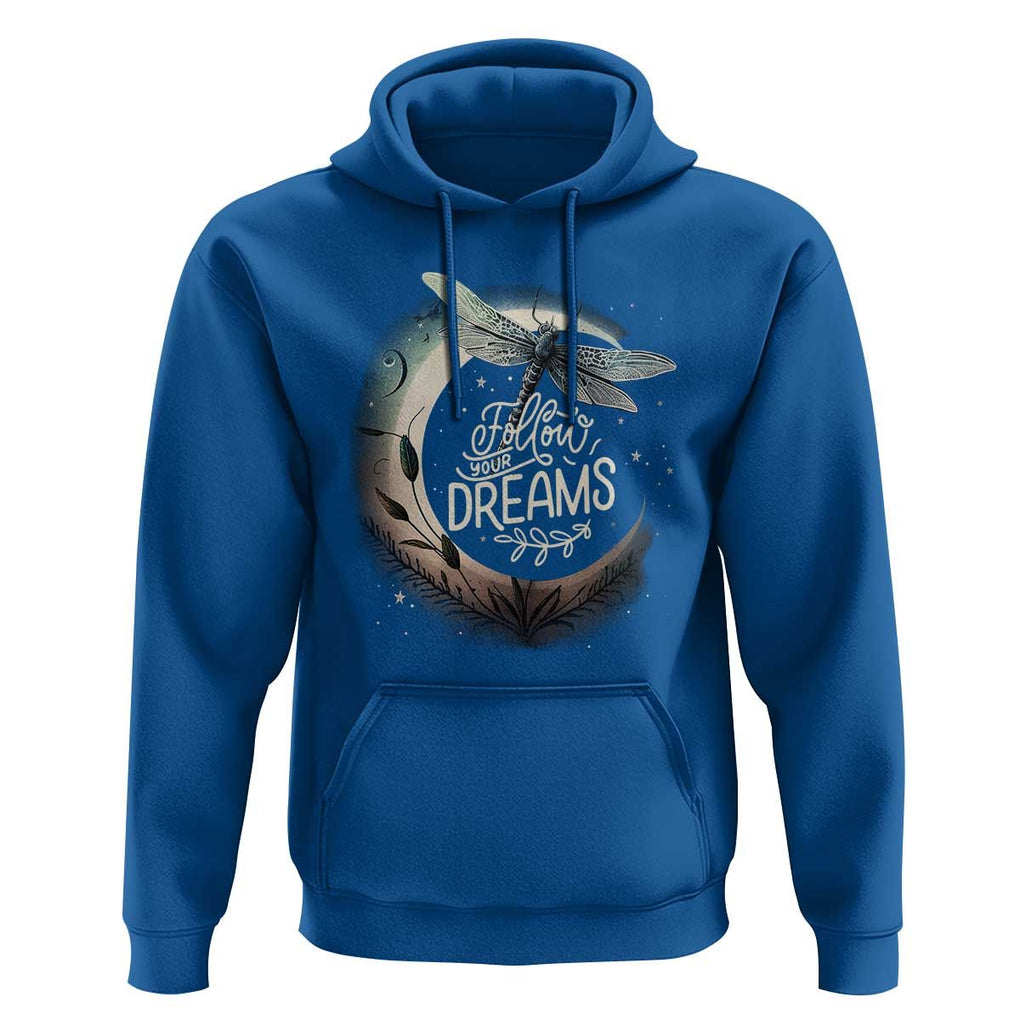 Dragonfly Hoodie Follow Your Dream Moon Child Dragonfly Dreamer Inspirational Shirt for Women, Dragonfly T-shirt, Dragonfly Gift, Insect Lover Shirt, Spiritual Shirt TS02 Royal Blue Print Your Wear