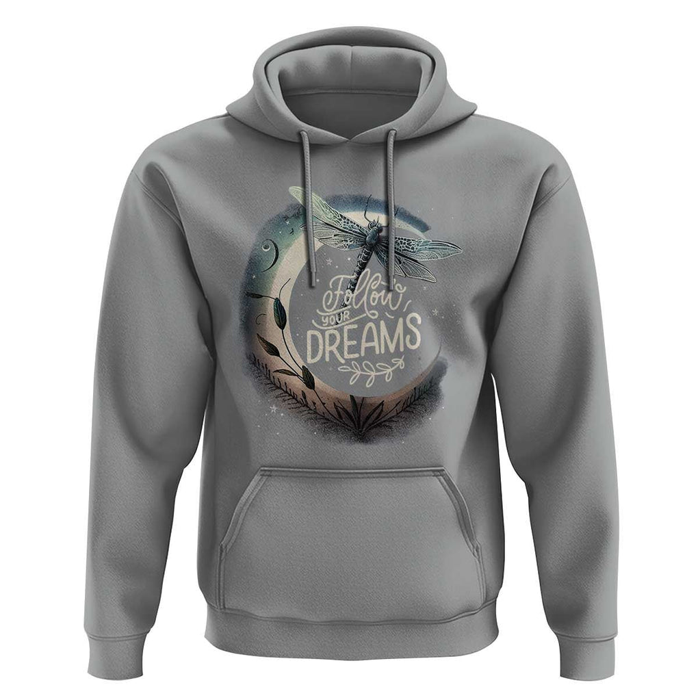 Dragonfly Hoodie Follow Your Dream Moon Child Dragonfly Dreamer Inspirational Shirt for Women, Dragonfly T-shirt, Dragonfly Gift, Insect Lover Shirt, Spiritual Shirt TS02 Sport Gray Print Your Wear