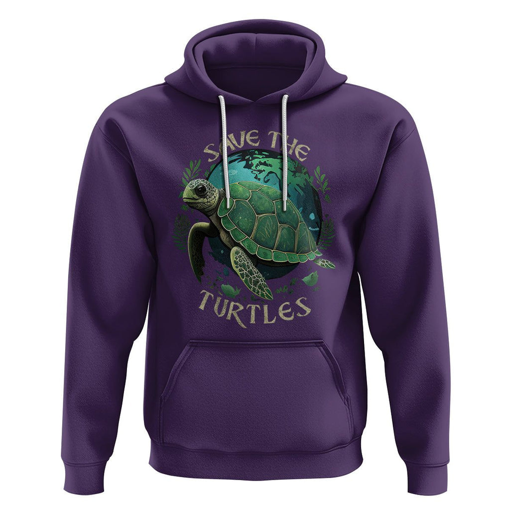 Ocean Day Hoodie Save The Turtles Sea Life TS02 Purple Printyourwear
