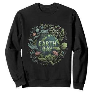 Earth Day Sweatshirt Green Planet TS02 Black Printyourwear