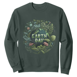 Earth Day Sweatshirt Green Planet TS02 Dark Forest Green Printyourwear