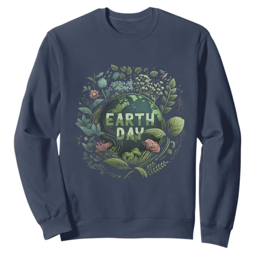 Earth Day Sweatshirt Green Planet TS02 Navy Printyourwear