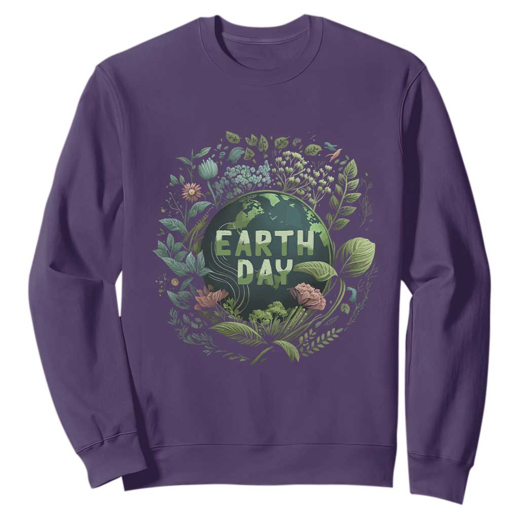 Earth Day Sweatshirt Green Planet TS02 Purple Printyourwear