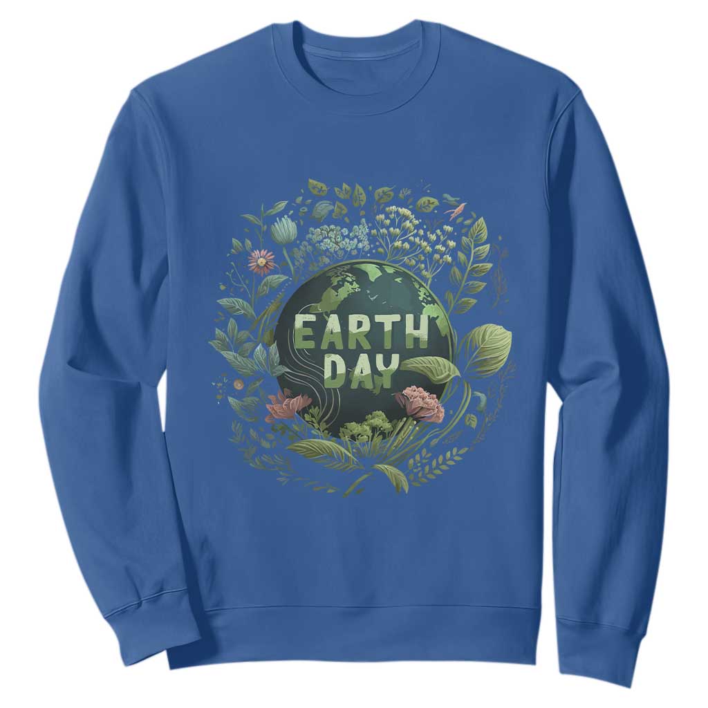 Earth Day Sweatshirt Green Planet TS02 Royal Blue Printyourwear