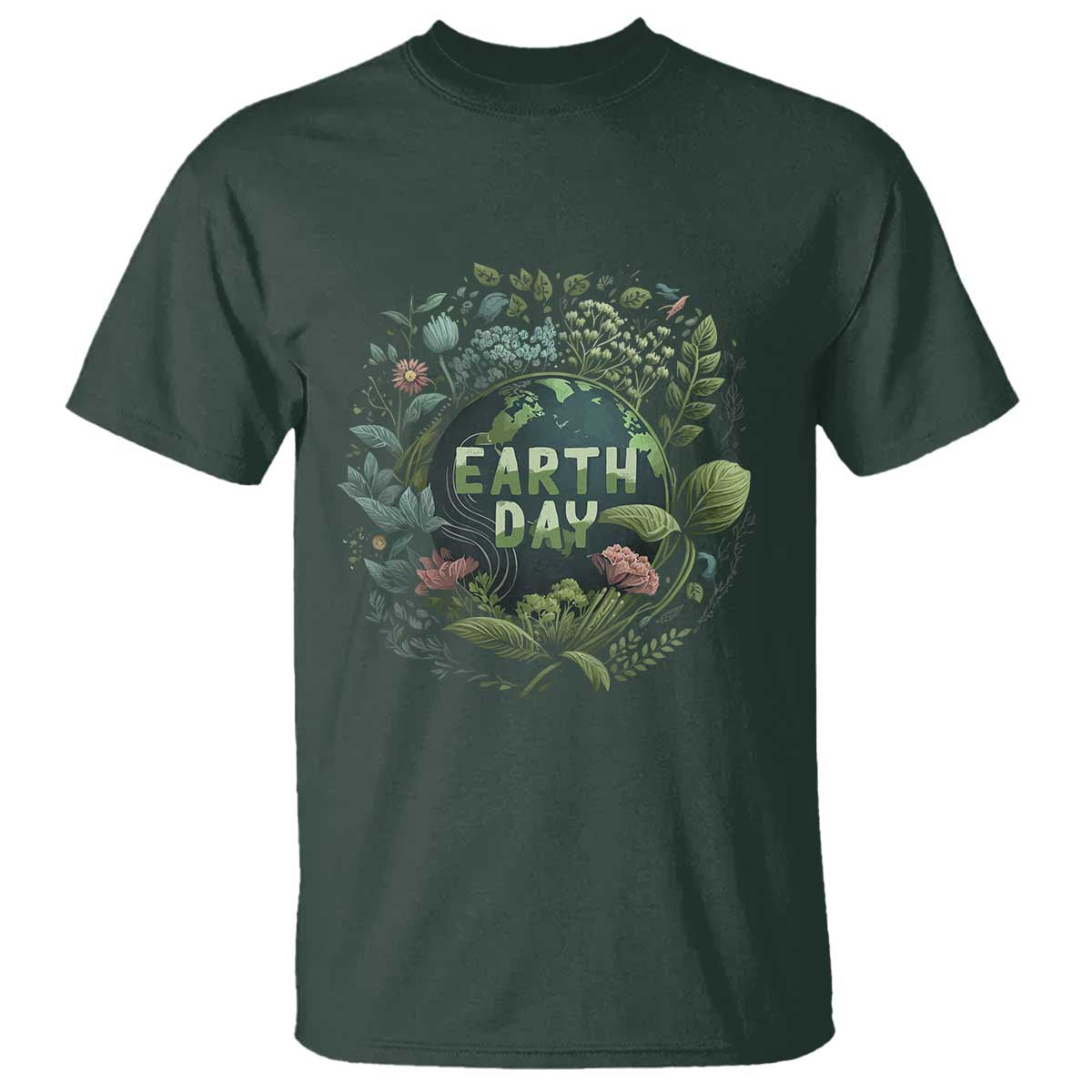 Earth Day T Shirt Green Planet TS02 Dark Forest Green Printyourwear