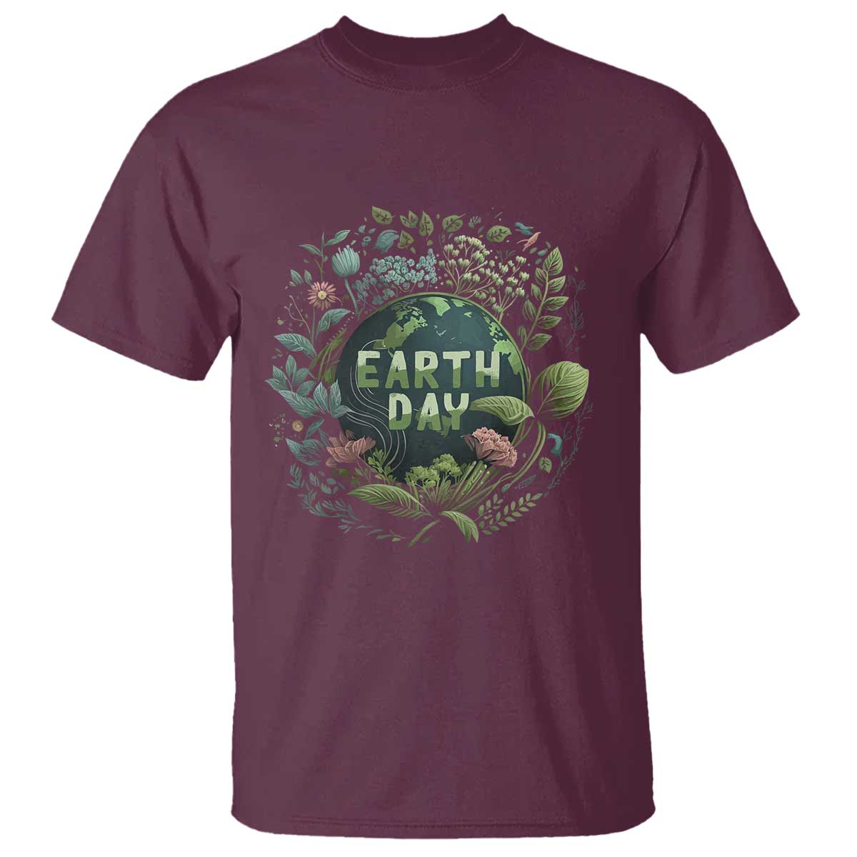 Earth Day T Shirt Green Planet TS02 Maroon Printyourwear