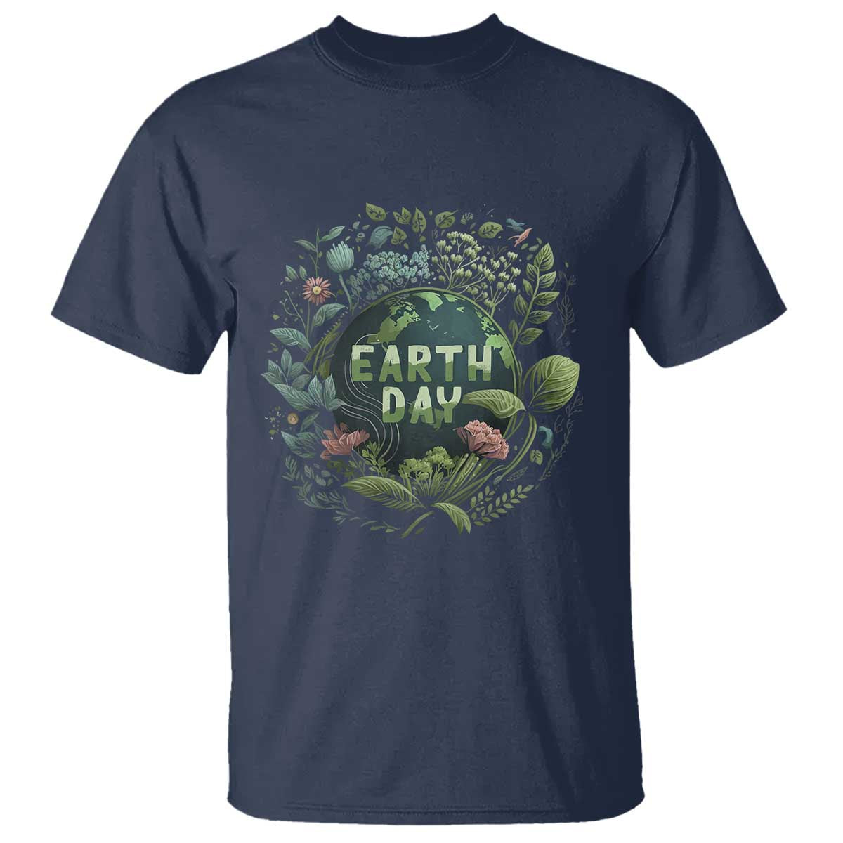 Earth Day T Shirt Green Planet TS02 Navy Printyourwear