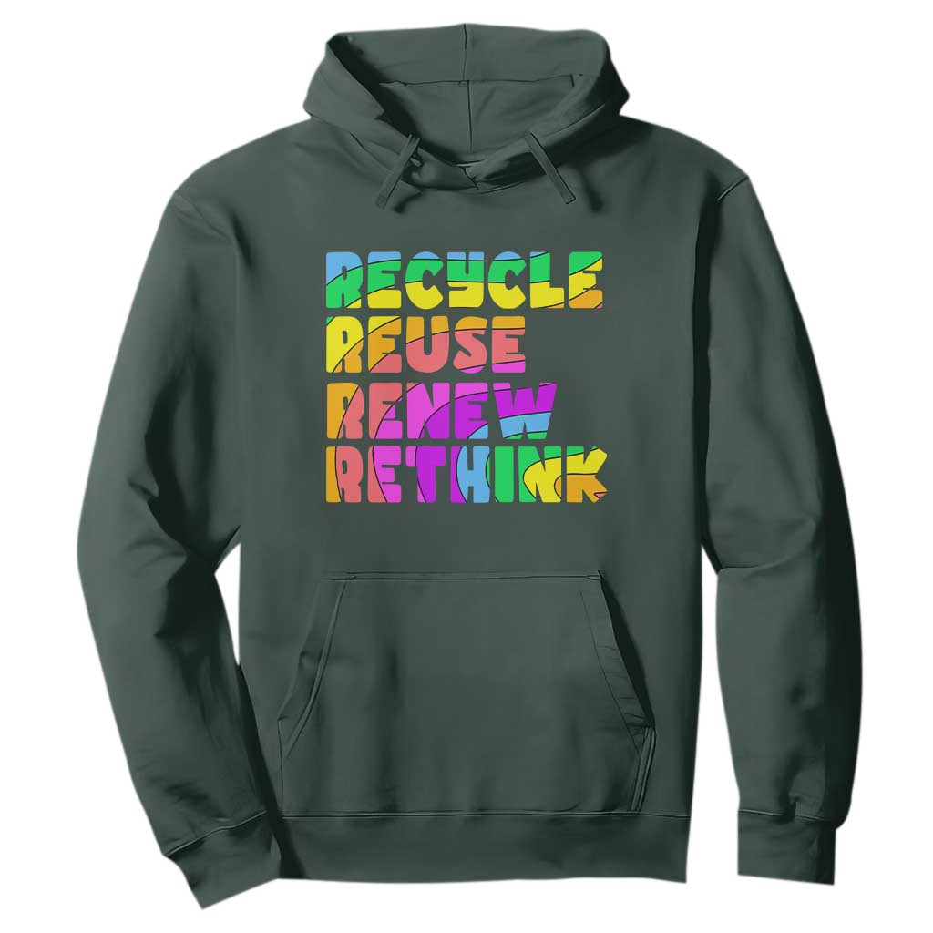 Earth Day Hoodie Recycle Reuse Renew Rethink The Four Rs TS02 Dark Forest Green Printyourwear