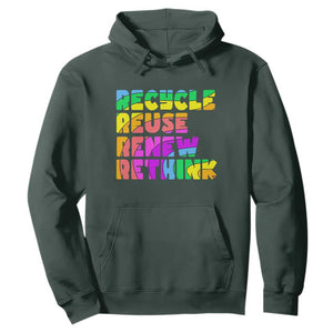 Earth Day Hoodie Recycle Reuse Renew Rethink The Four Rs TS02 Dark Forest Green Printyourwear