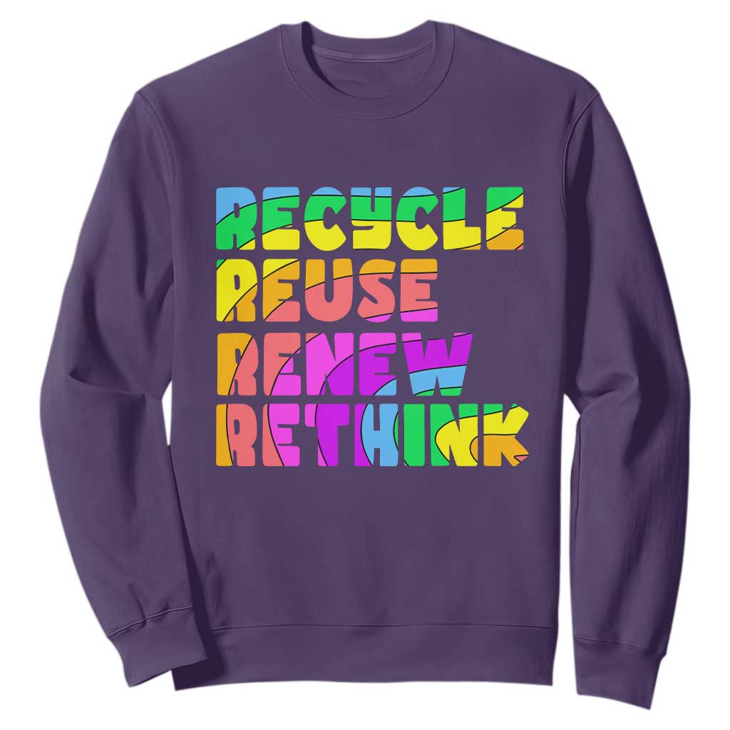 Earth Day Sweatshirt Recycle Reuse Renew Rethink The Four Rs TS02 Purple Printyourwear